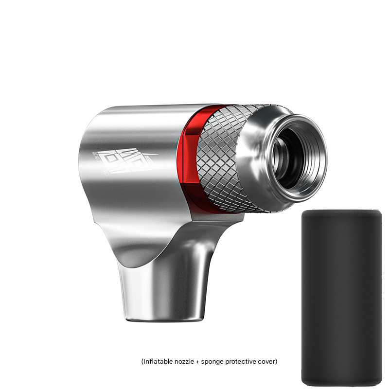 Silver Portable CO2 Bike Tire Inflator with Nozzle - Quick Inflation for Road and Mountain Bikes - GilloServ
