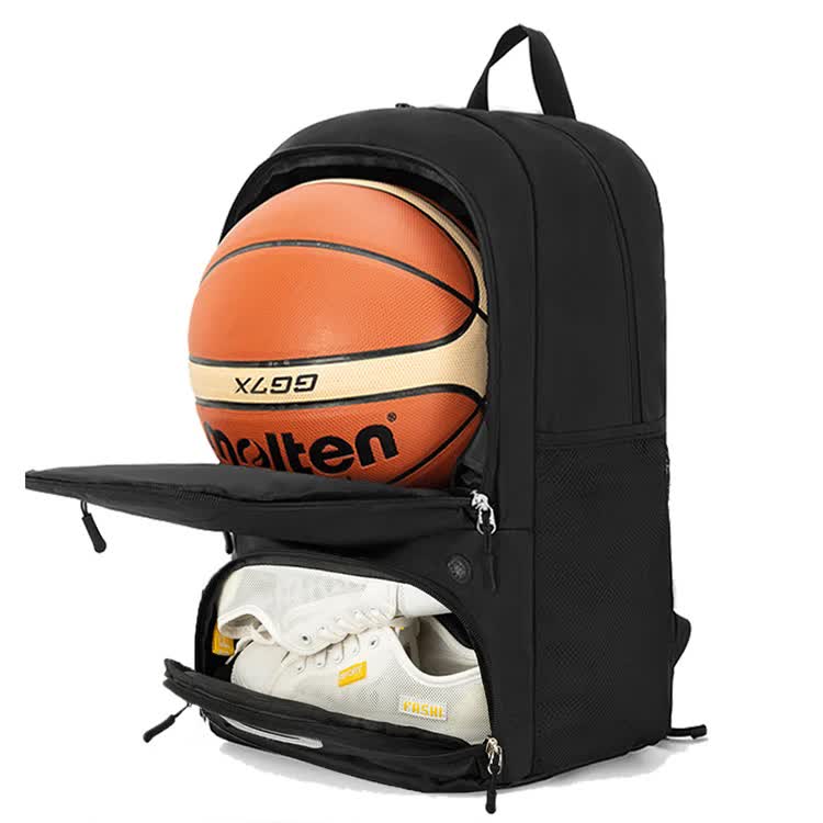 Black Sports Backpack with Separate Shoe & Ball Compartments - GilloServ