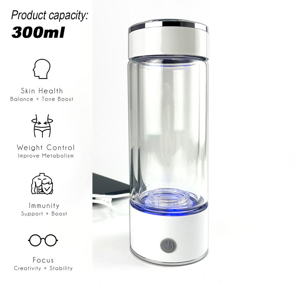 300ml H2 Hydrogen Water Bottle Alkaline Ionizer High compatibility AU - GilloServ