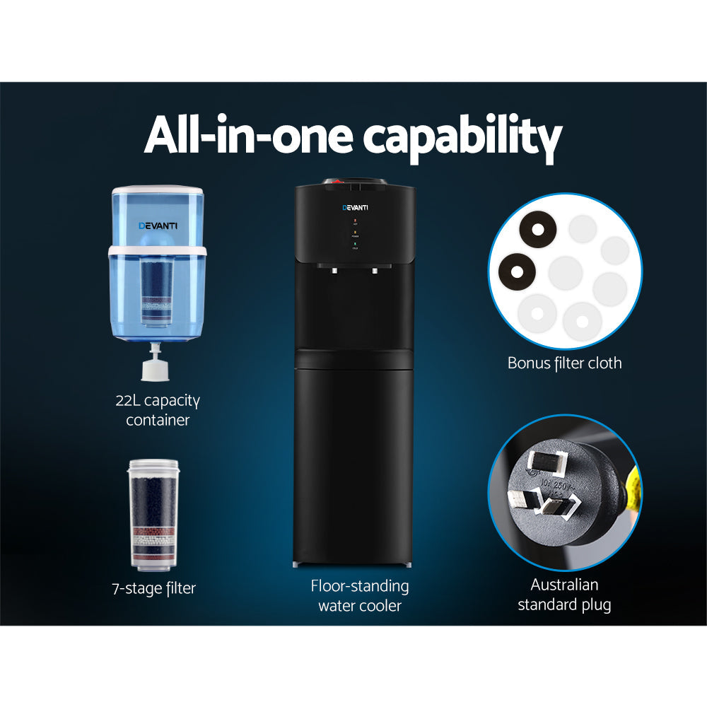 Devanti Water Cooler Dispenser Stand 22L Bottle Black - GilloServ