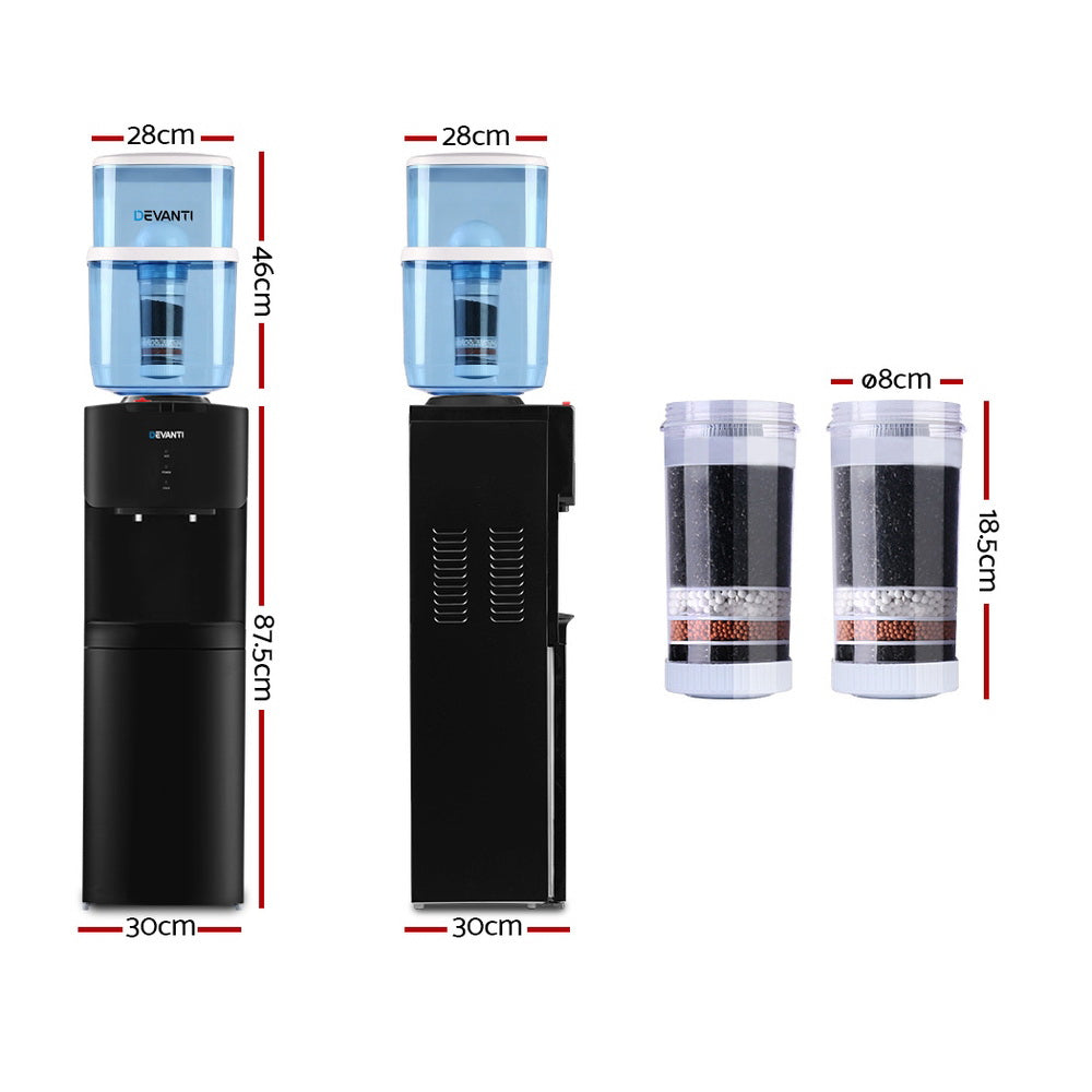 Water Cooler Dispenser Stand 22L Bottle Black w/2 Filter - GilloServ