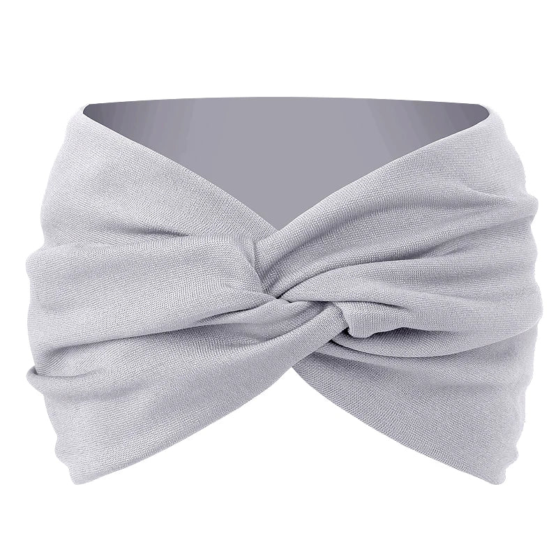 Women Solid Color Super Wide Headband Twisted Criss Cross Elastic Hairband Yoga Running Sports Non Slip Sweat Hair Accessories - GilloServ
