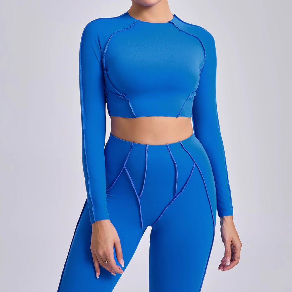 New Yoga Set Women Tracksuit Workout Legging Athletic Suit Long Sleeve - GilloServ