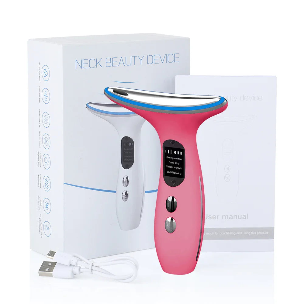 Neck Face Beauty Massager Device/ LED Therapy Skin Tighten Reduce Double Chin Wrinkle/Skin Care - GilloServ