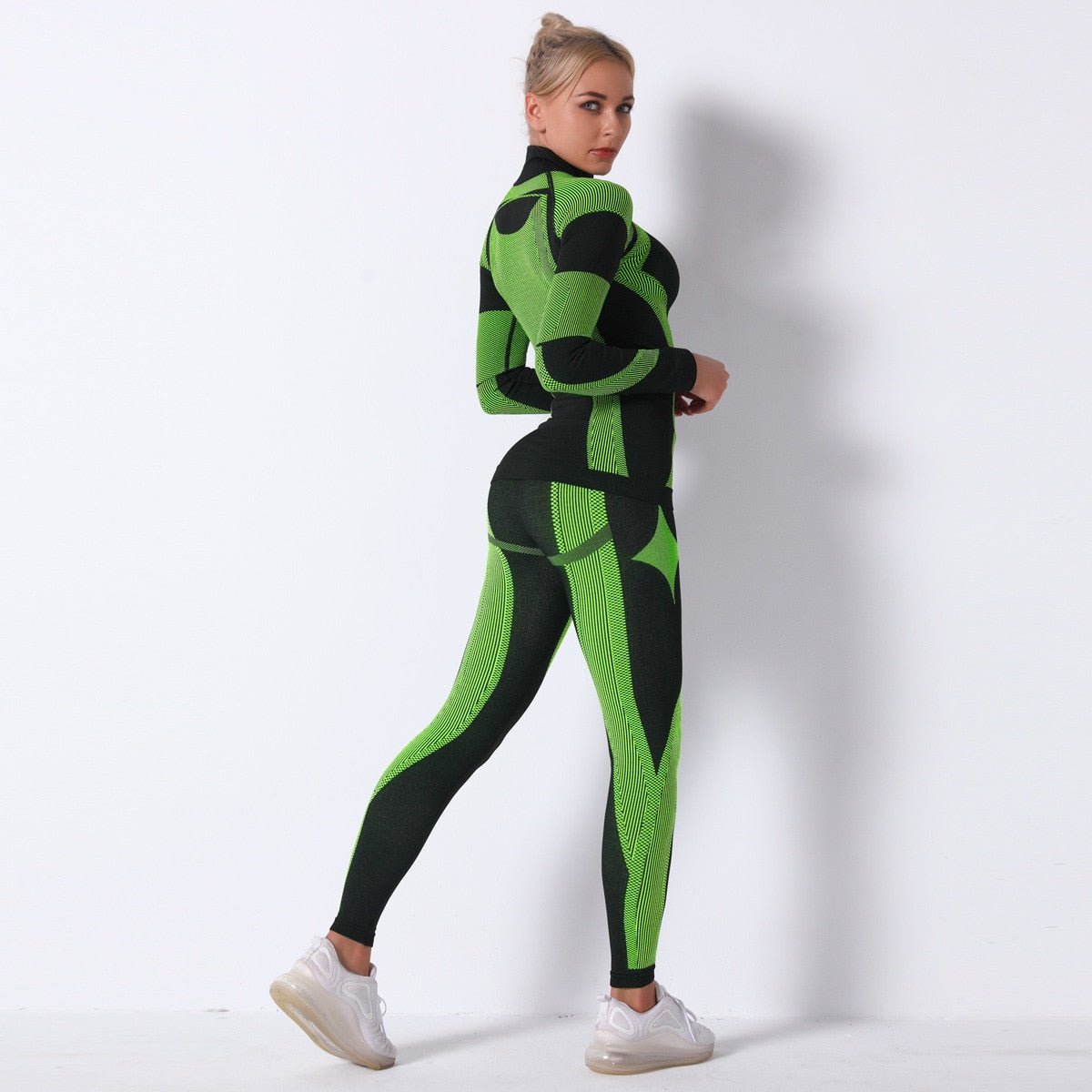 Color Patchwork Yoga Set Women Gym Clothes Fitness Long Sleeve - GilloServ