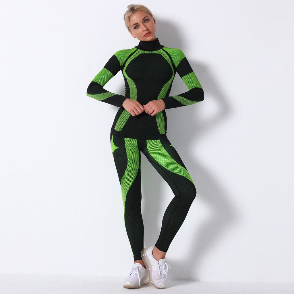 Color Patchwork Yoga Set Women Gym Clothes Fitness Long Sleeve - GilloServ
