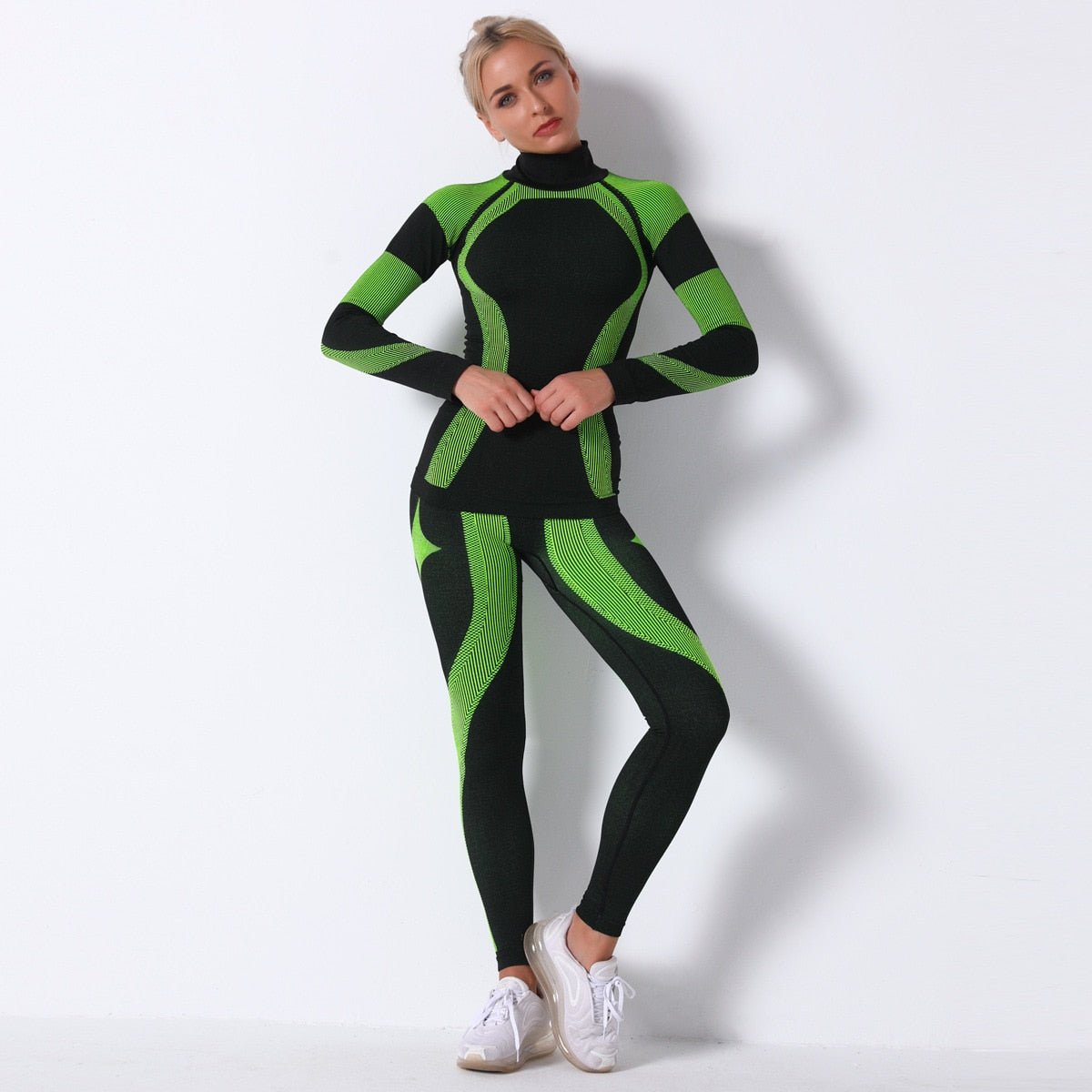Color Patchwork Yoga Set Women Gym Clothes Fitness Long Sleeve - GilloServ