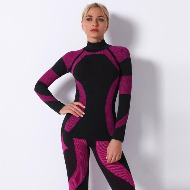 Color Patchwork Yoga Set Women Gym Clothes Fitness Long Sleeve - GilloServ