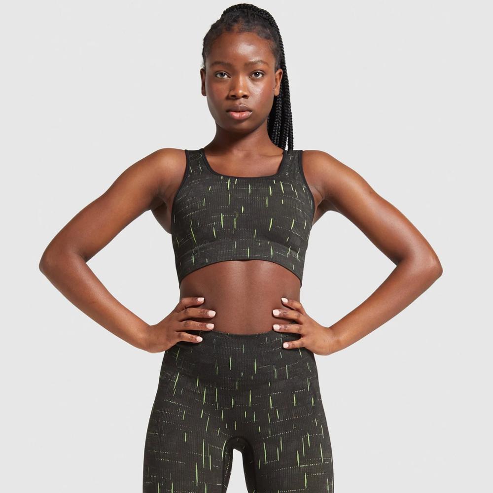 Autumn Fluorescence Seamless Yoga Suit Fashion Workout Push Up Gym Fitness Tracksuit Tank Crop Top Leggings Two Piece Set Outfit - GilloServ