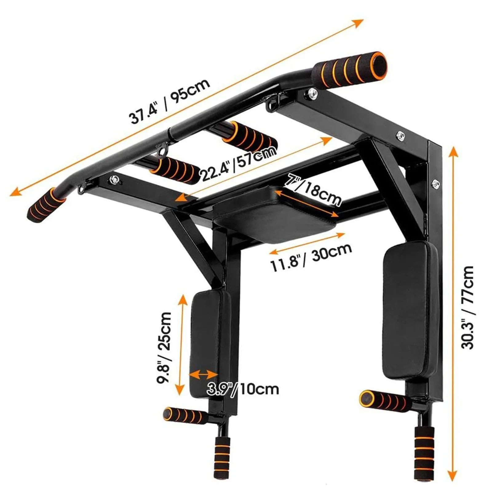 Wall Mounted Pull up Bar Chin up bar Multifunctional Dip Station - GilloServ