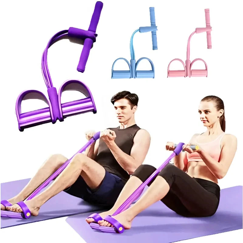 Four-Tube Pedal Tensioner Multi-Functional Household Fitness Equipment/ /Yoga Abdominal Strengthening Elastic Band Tension Rope - GilloServ