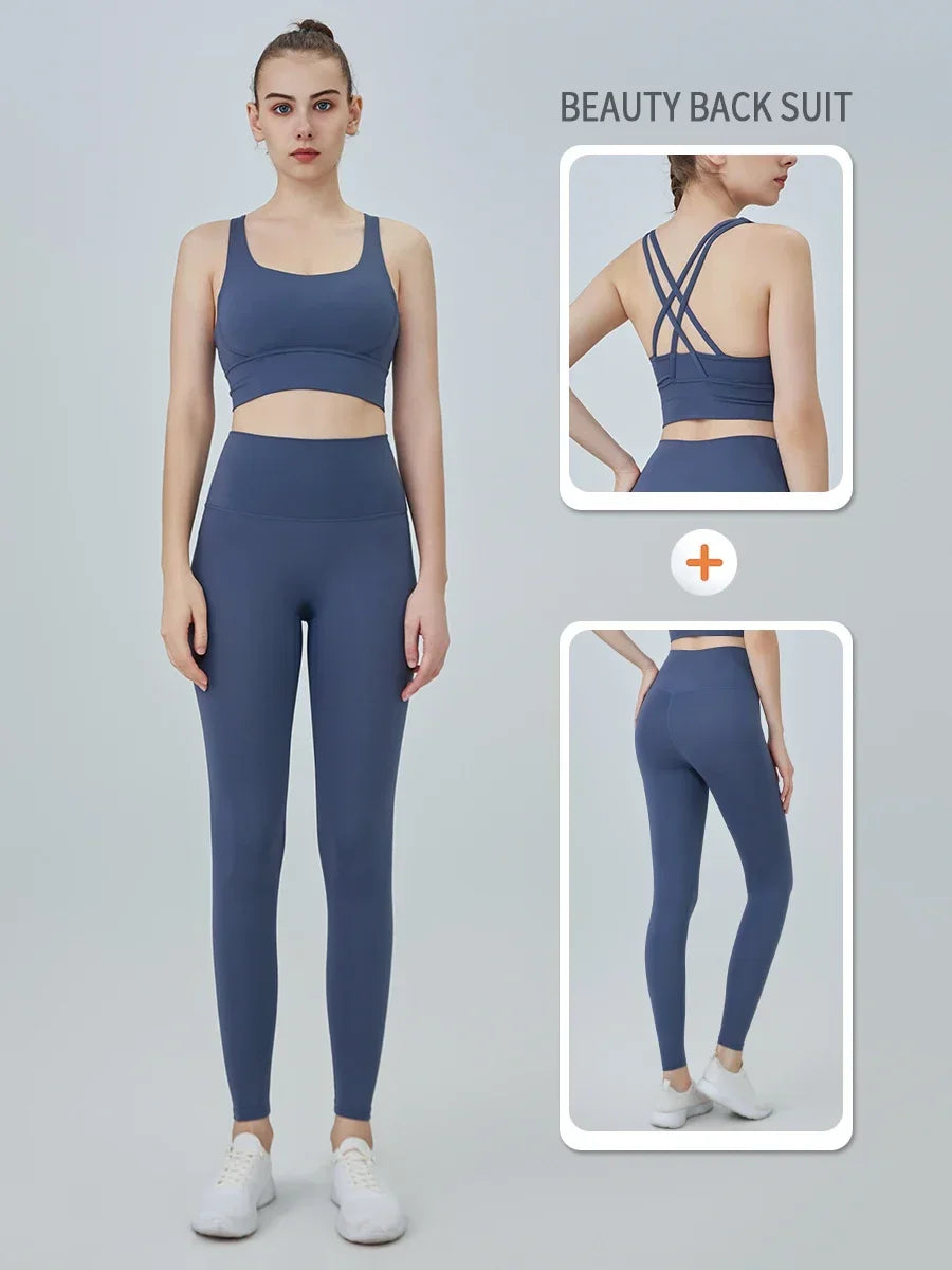 Yoga Clothes Women's Tracksuit Athletic Wear Pilates Fitness Suit - GilloServ
