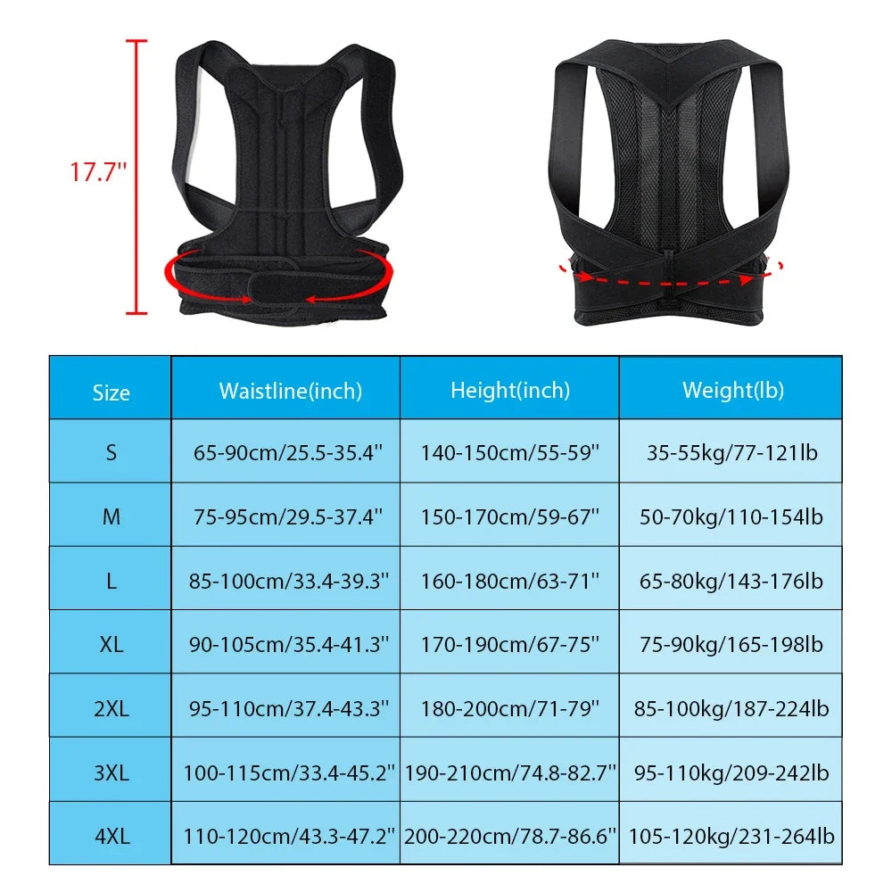Back Brace Posture Corrector for Women & Men, Adjustable Back Lumbar Support Belt Shoulder Posture Support for Improve Scoliosis - GilloServ