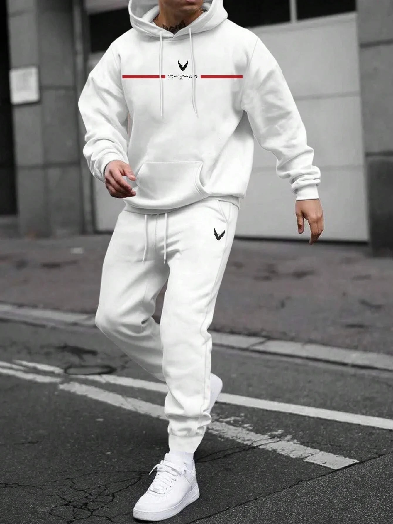 Tracksuit Sets Men's Casual Fleece Warm Hoodies Pants 2PCS Mens Long Sleeve Sport Suit Male Pullover Hoodies Sports Clothing - GilloServ