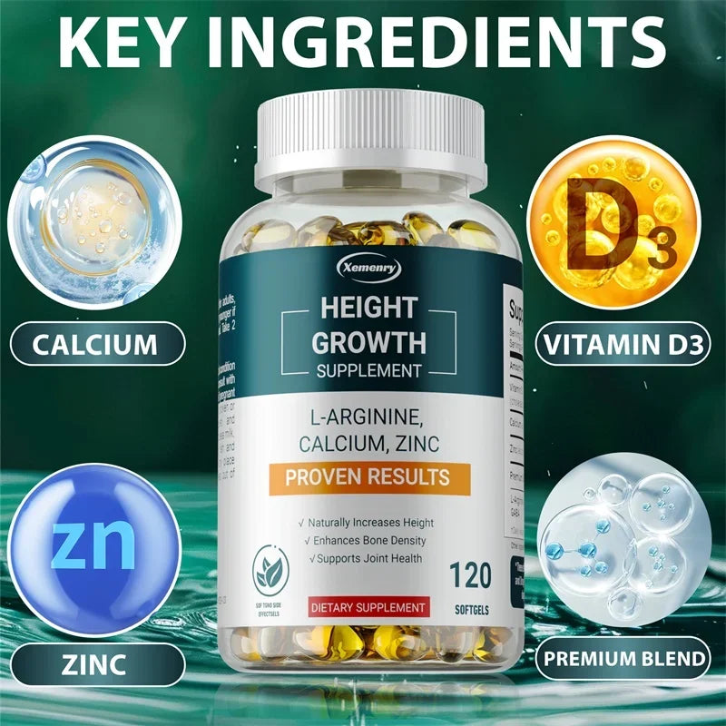 Height Growth Supplements - Supports Bone and Joint Health, Natural Height Growth, Promotes Absorption, and Boosts Immunity - GilloServ