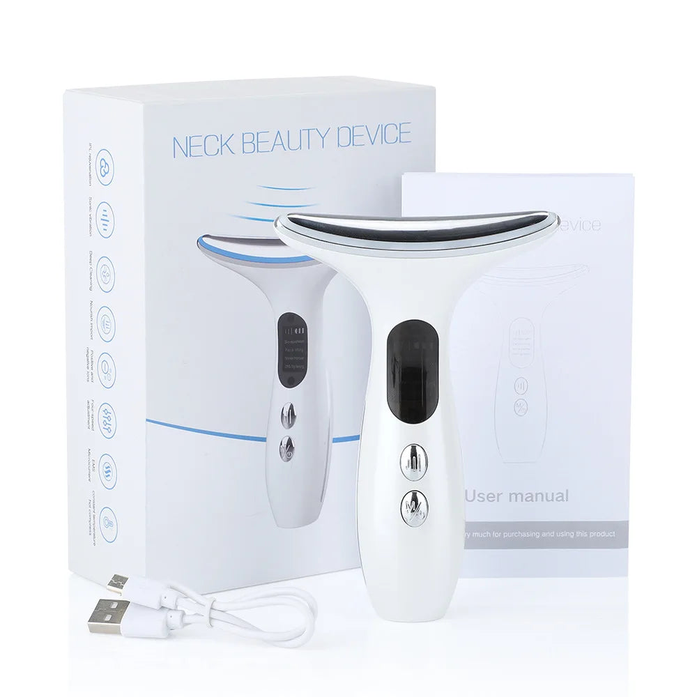 Neck Face Beauty Massager Device/ LED Therapy Skin Tighten Reduce Double Chin Wrinkle/Skin Care - GilloServ