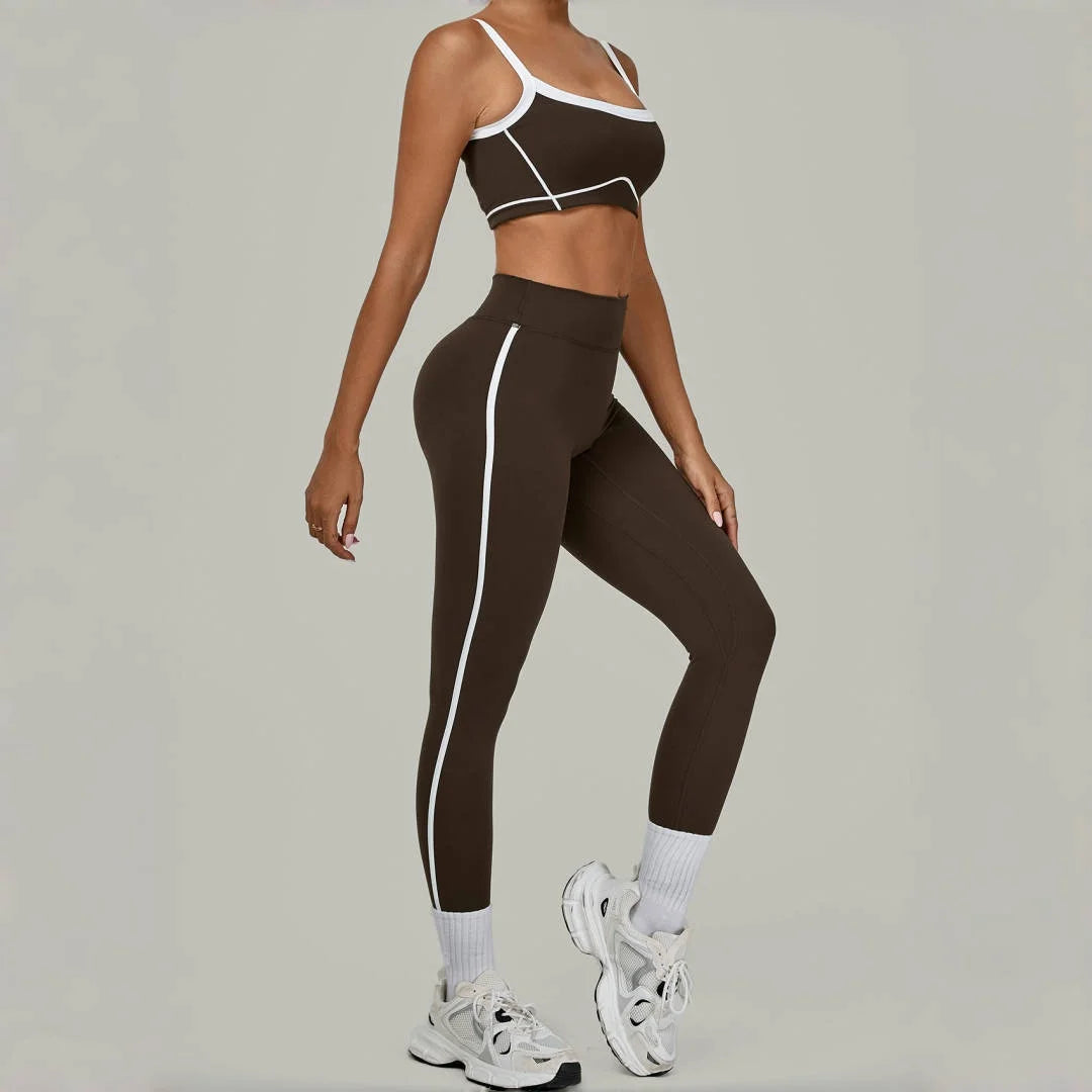 Yoga Suit Sports Fitness High Waist Peach// Hip Tight  Clothes Gym Leggings Set - GilloServ