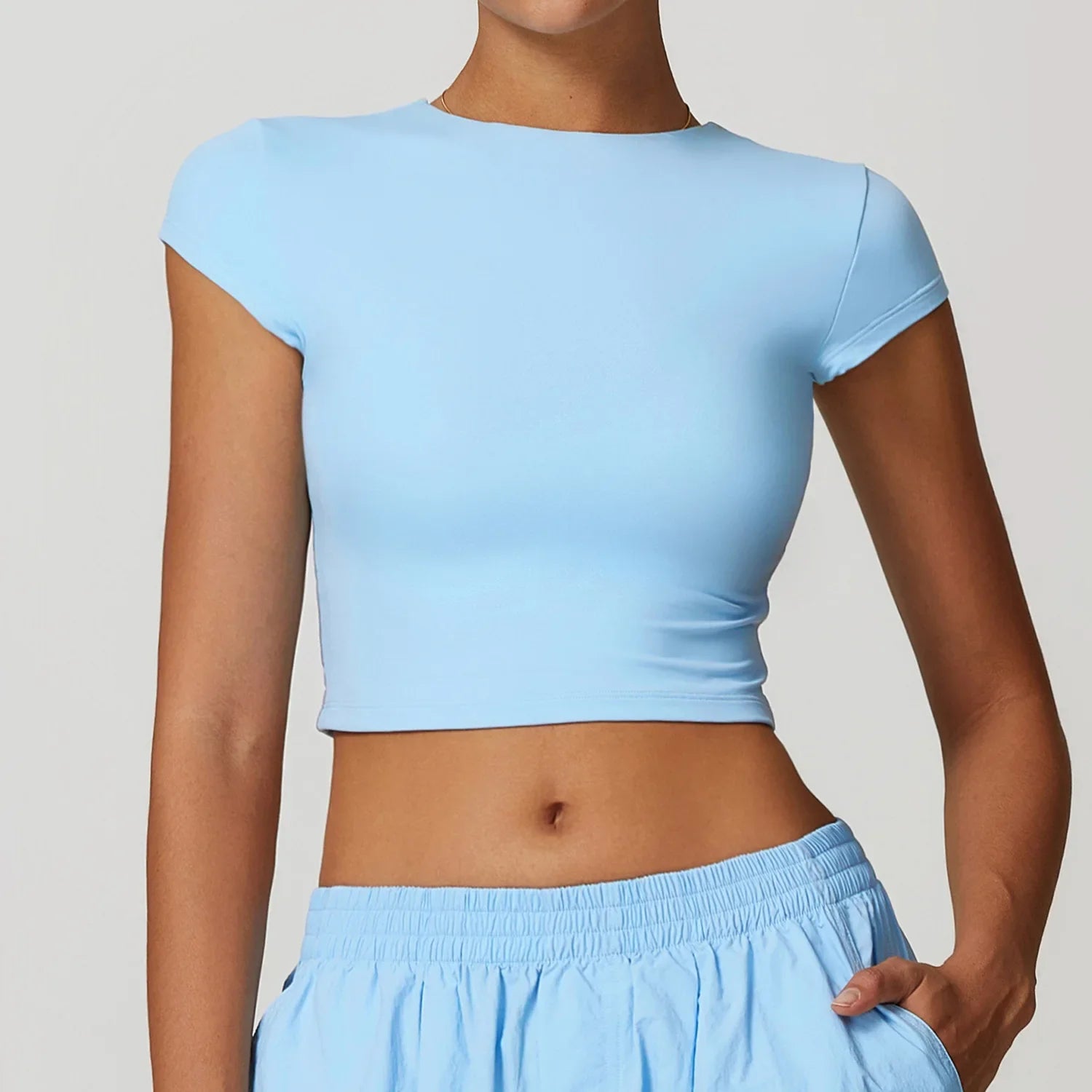 Yoga T-shirt Women Casual Sports Slim Fit Gym Top Short Sleeve Quick-Dry - GilloServ
