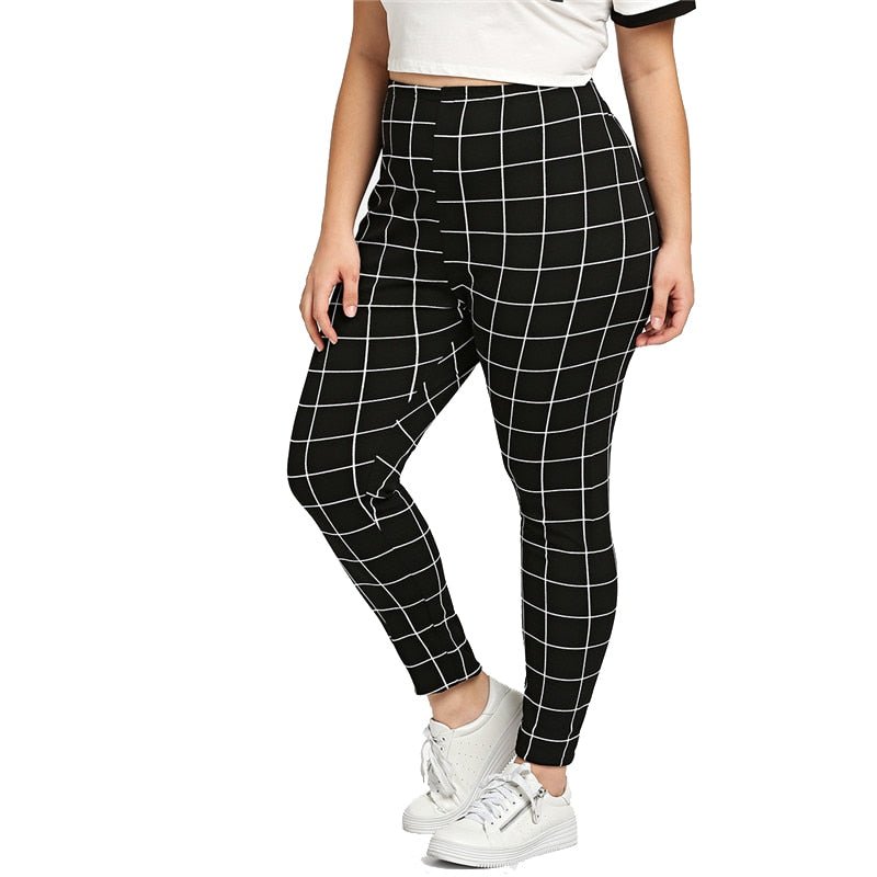 Black And White Plaid Women Legging - GilloServ