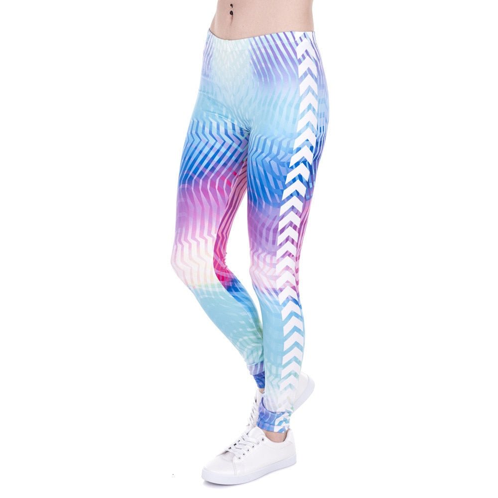Brand Women Leggings White Arrowa Hologrephic Printing - GilloServ