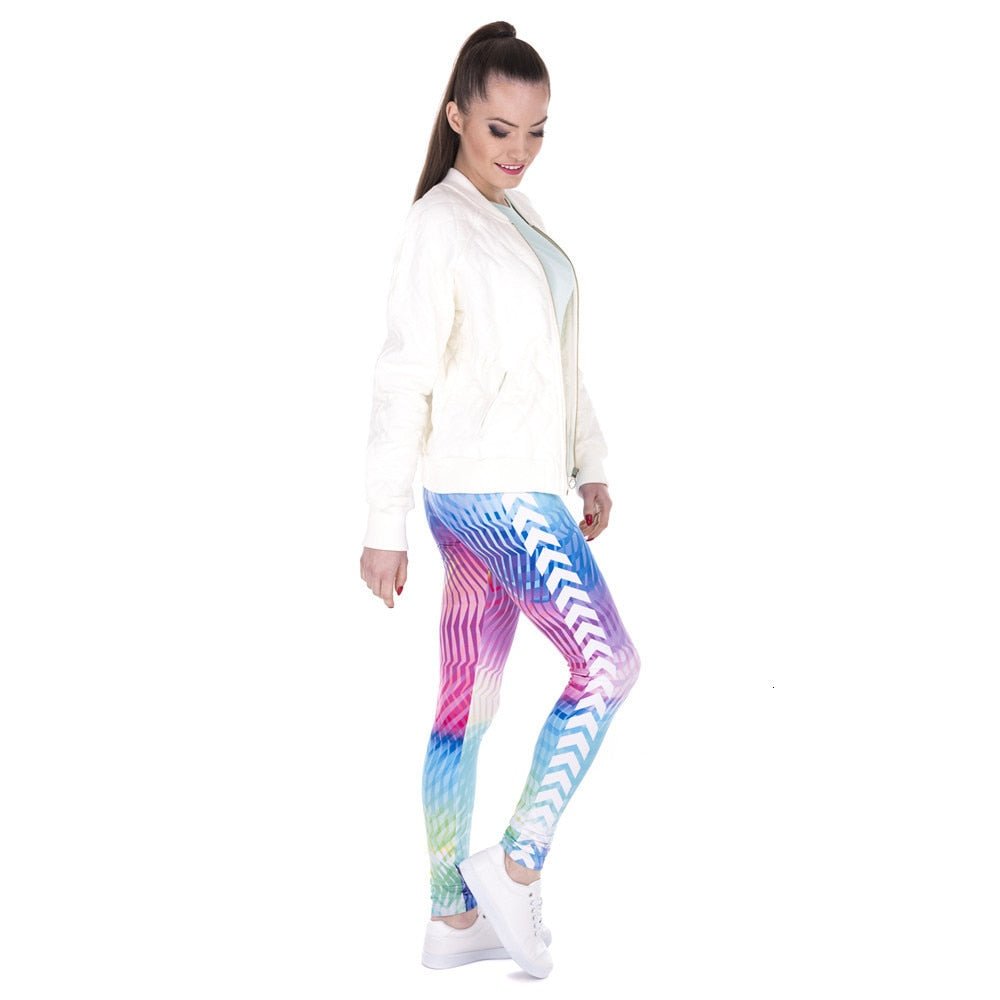 Brand Women Leggings White Arrowa Hologrephic Printing - GilloServ