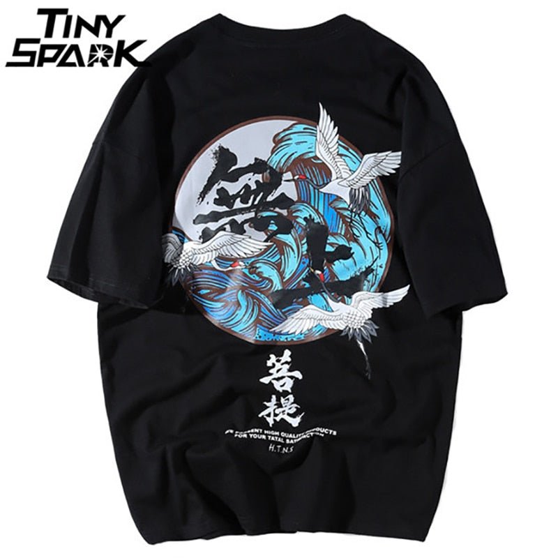 Crane Print T Shirts Mens Hip Hop T-Shirt - GilloServ