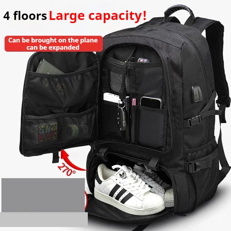 Men Business Backpack Travel Waterproof Backpack With USB Charging Large Capacity 18inch Laptop Backpack Black Backpack 8107 - GilloServ