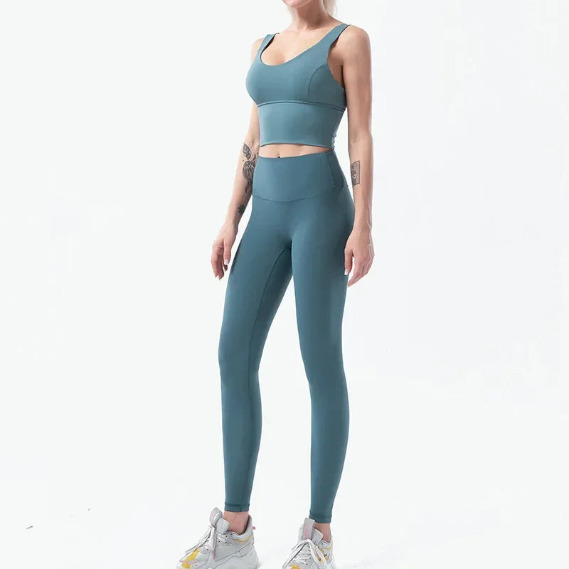 Naked-Feel Yoga Set Yoga Leggings Set Women Fitness Suit - GilloServ