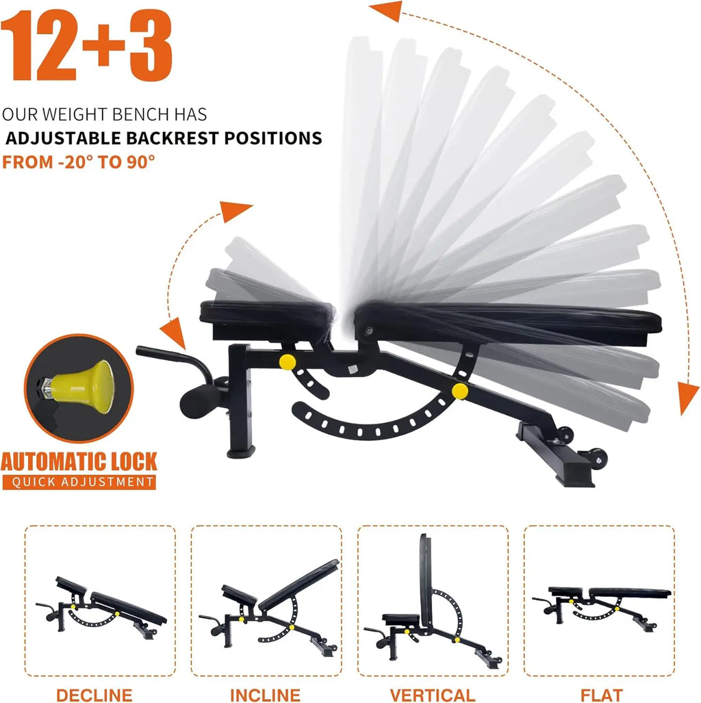 Adjustable Strength Training Bench Press Home Full Body Workout - GilloServ