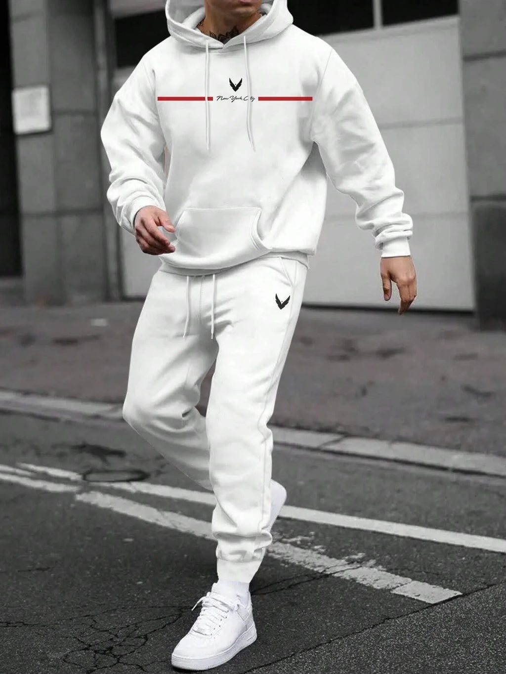 Tracksuit Sets Men's Casual Fleece Warm Hoodies Pants 2PCS Mens Long Sleeve Sport Suit Male Pullover Hoodies Sports Clothing - GilloServ