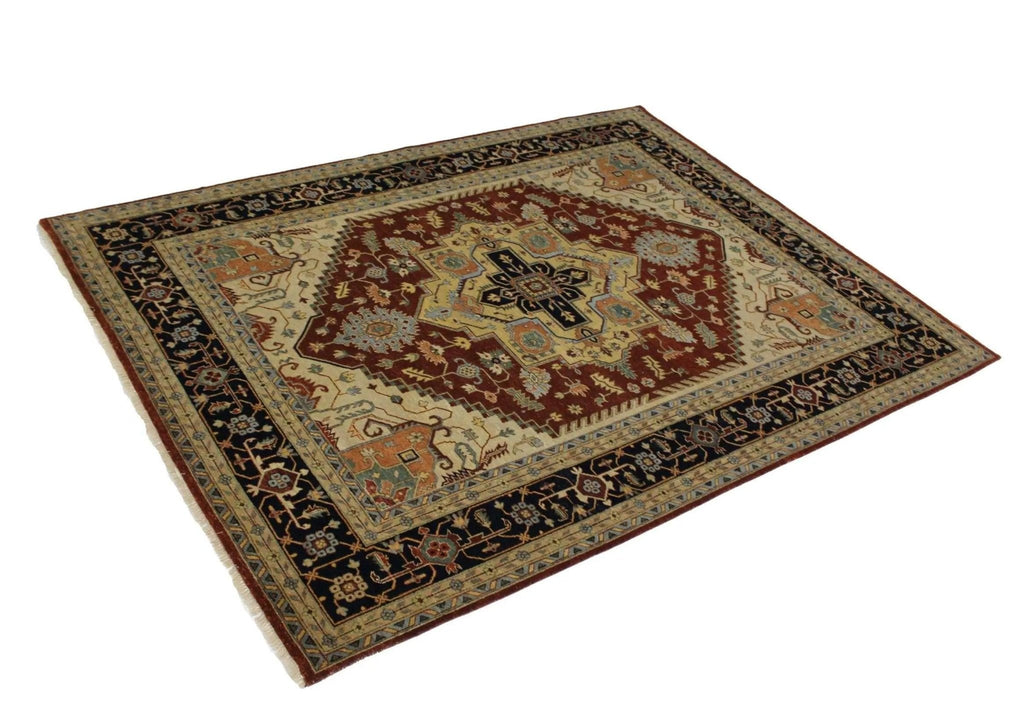 Canvello Hand Made Traditional Medallion Indo Serapi Rug - 9'0'' X 12'0''-1