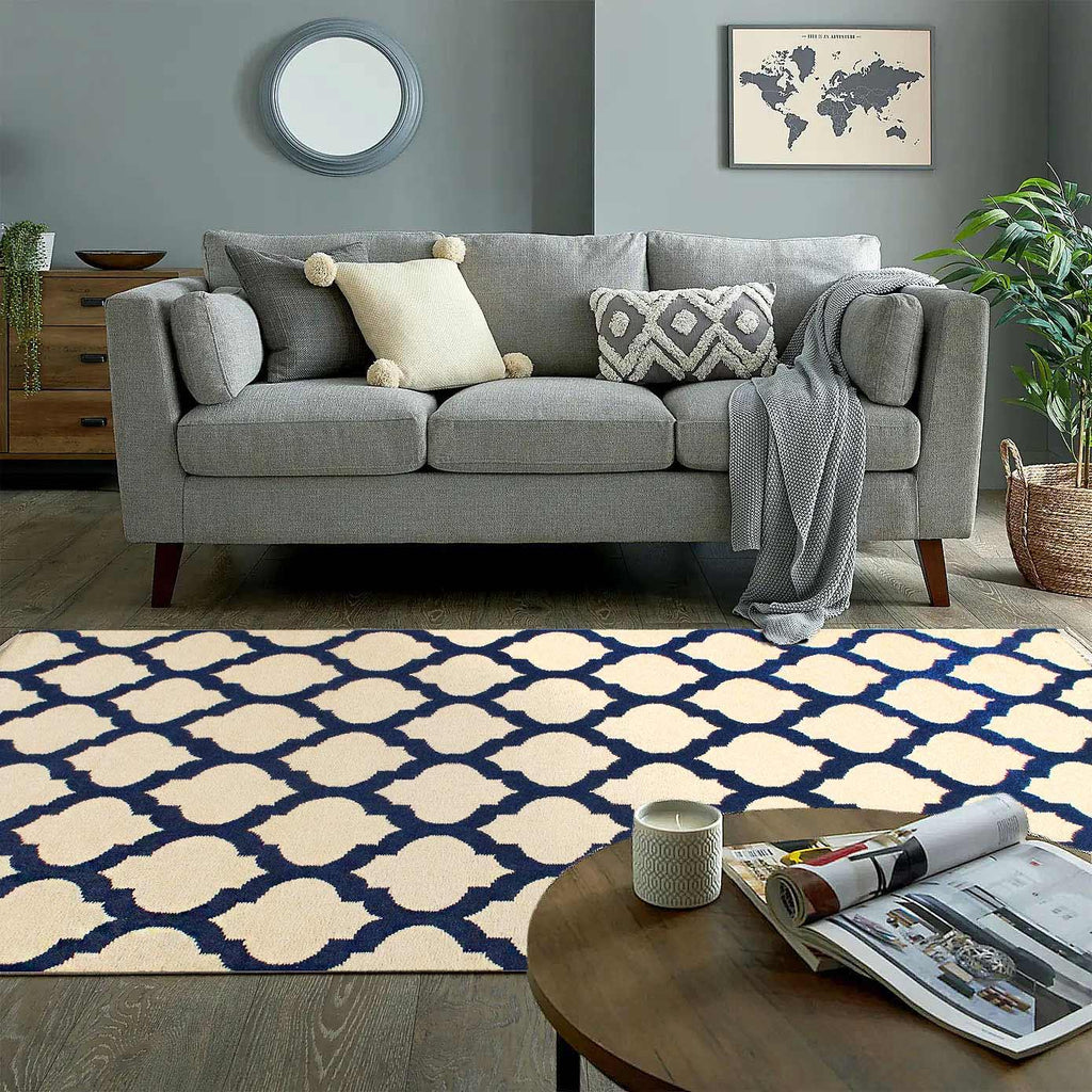 Canvello Handmade Blue Modern Hand Knotted Rug - 5' X 8'-3