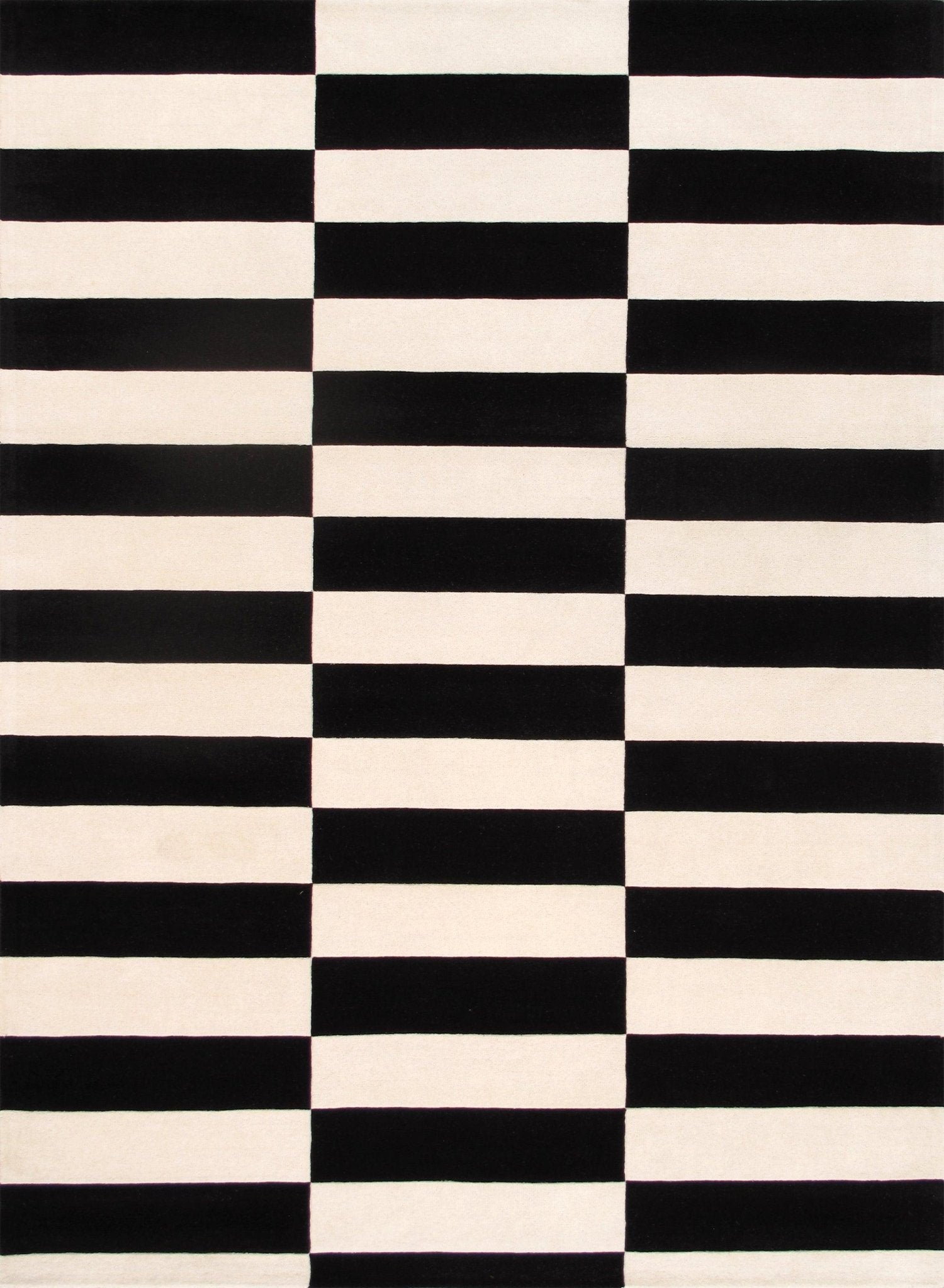 Canvello Modern Hand-Tufted White/Black Bsilk & Wool Area Rug- 8'9" X 11'9"-0