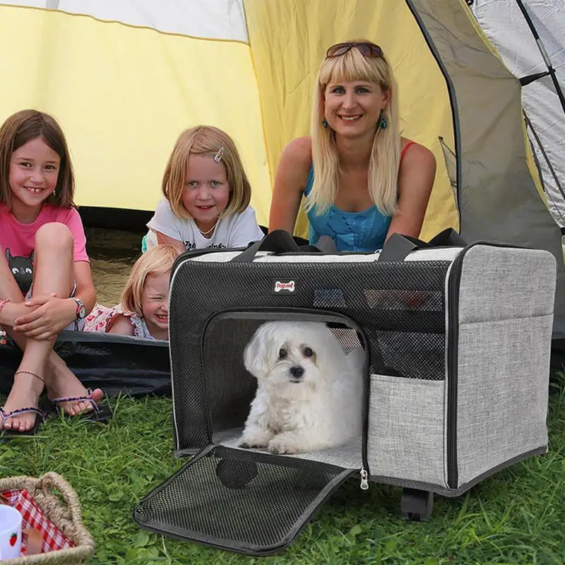 Rolling Pet Carrier Airline Approved Pet Carrier With Wheels Shoulder Bag For Dog/Puppy/ Kitten/ Outdoor Adventure Travel - GilloServ