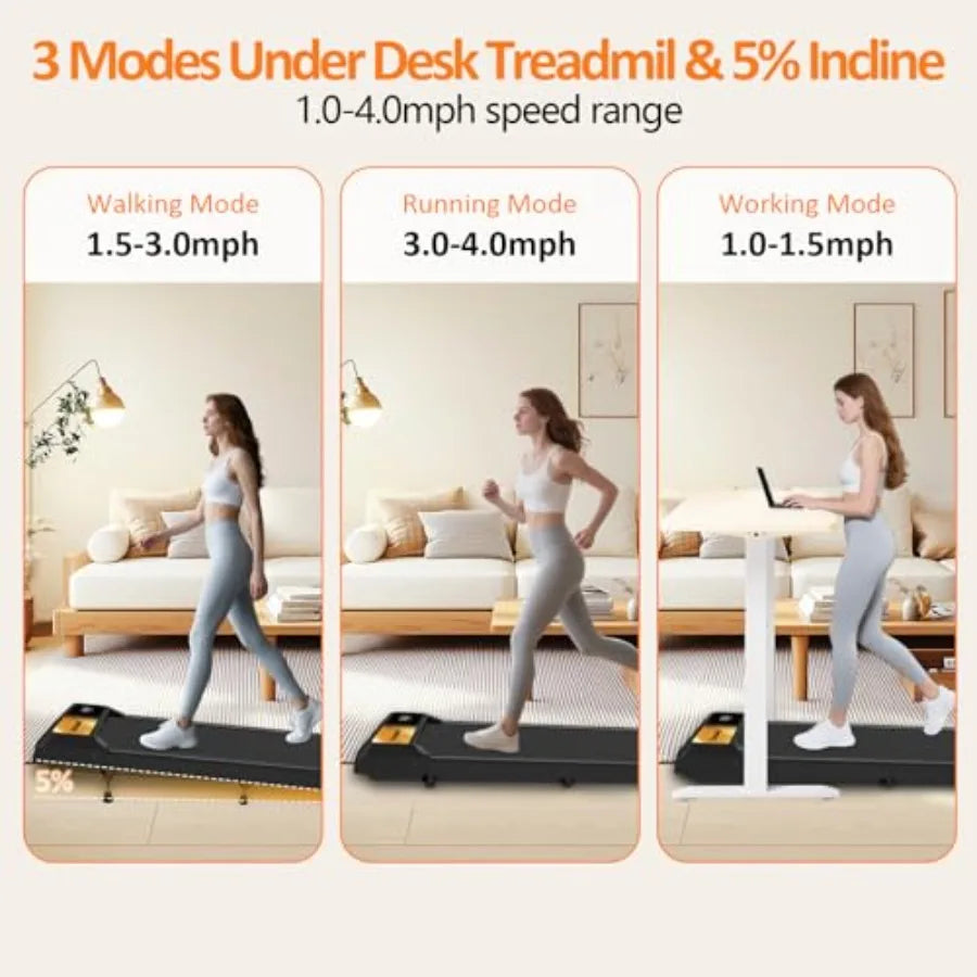Walking Pad Treadmill with Incline Under Desk Treadmill 2 in 1 Portable Small Treadmills for Home and Office 2.5HP Low Noise Re - GilloServ