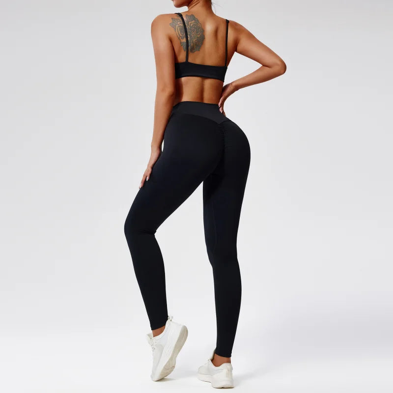 Yoga Suit Tight Yoga Suit Seamless High-Waist Quick-Drying Running Sports - GilloServ