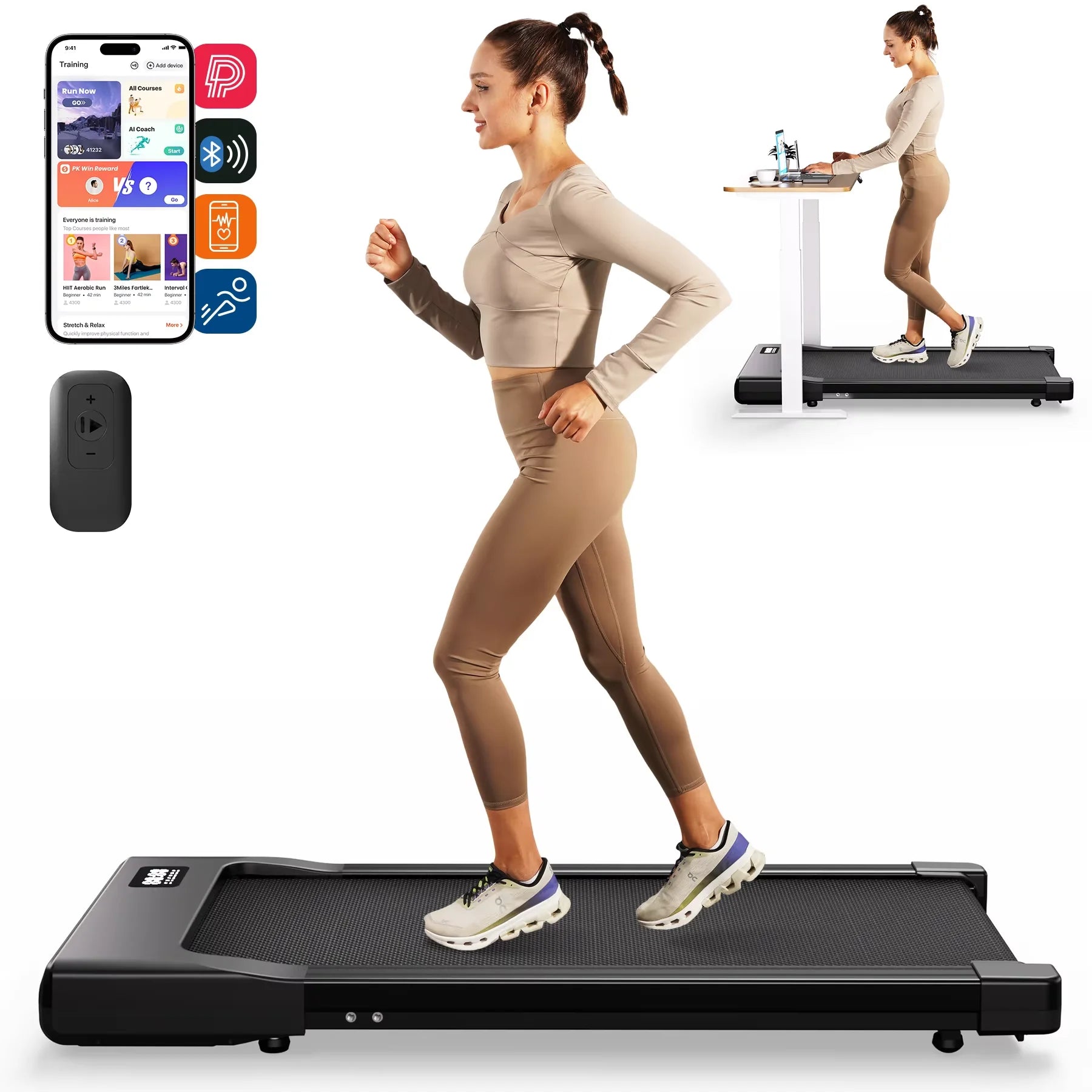 Walking Pad Under Desk Treadmill 2 in 1 Portable Treadmill with Remote Control LED Display 2.5HP Walkingpad for Home&Office - GilloServ