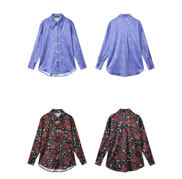 Casual Satin Shirt Women Spring Vintage Full Sleeve - GilloServ