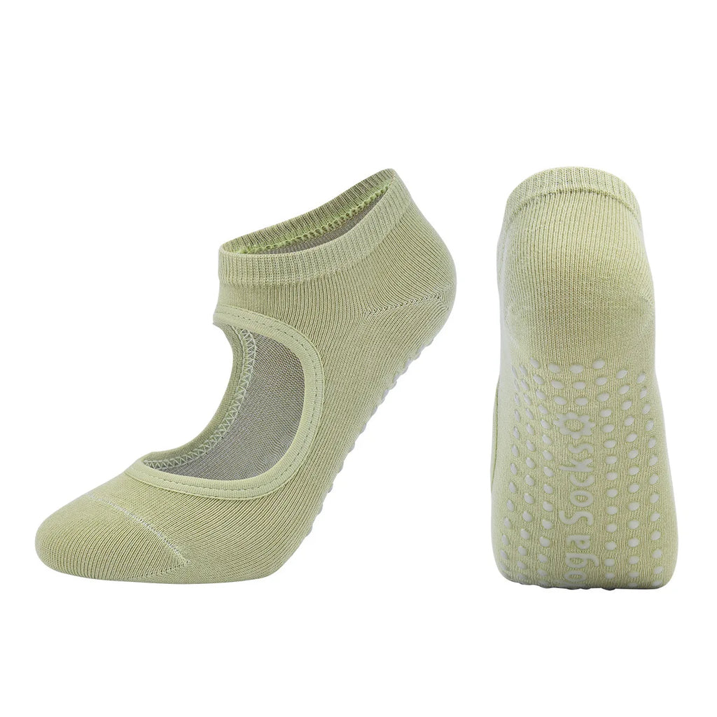 High Quality Women Pilates Socks Anti-Slip Breathable Backless Yoga Socks Ankle Ladies Ballet Dance Sports Socks for Fitness Gym - GilloServ