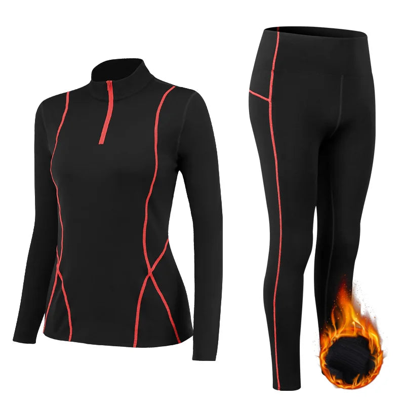 Winter Yoga Suit Stretch Set Gym Workout Shirt Leggings Sportswear - GilloServ
