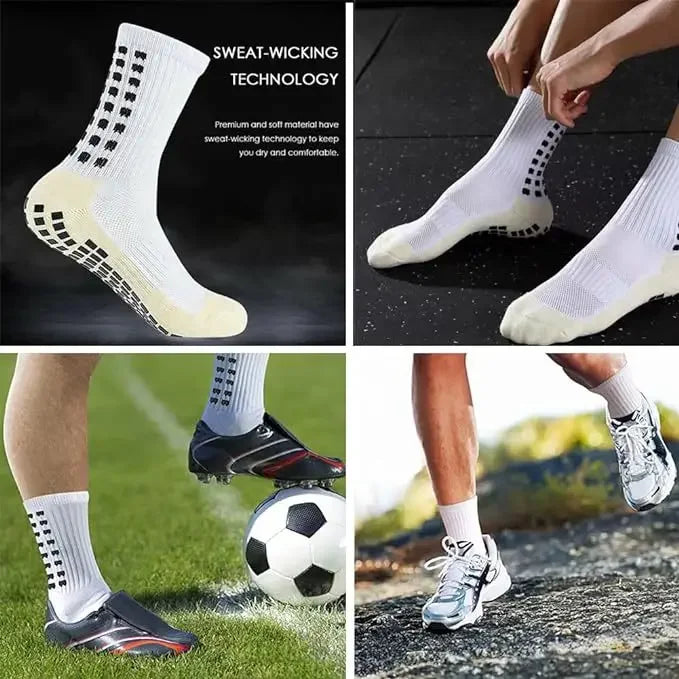 2 Pairs Set Men Grip Soccer Socks and Knee Pads Calf Sleeves Adult - GilloServ