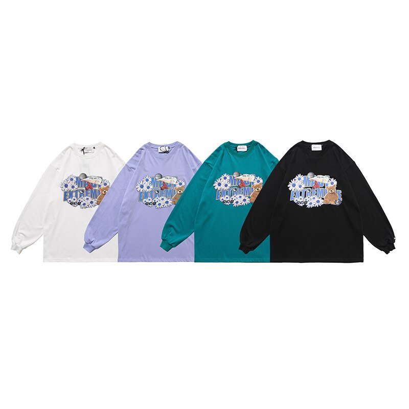 Flowers Funny Loose Sweatshirts Streetwear - GilloServ