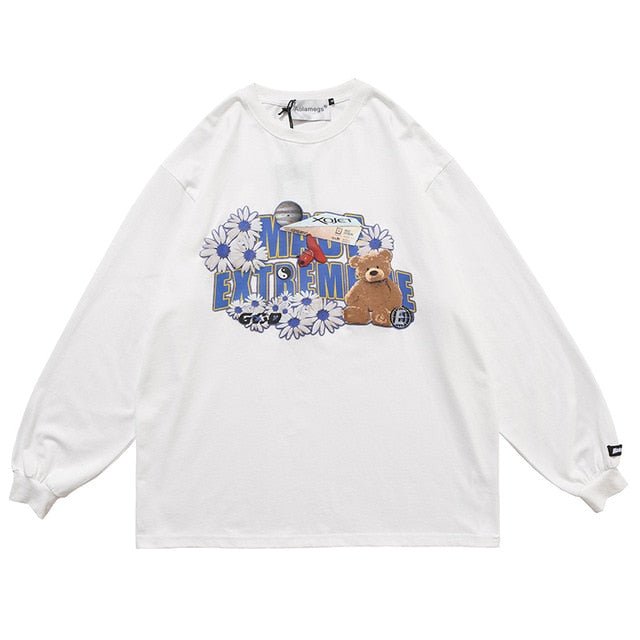 Flowers Funny Loose Sweatshirts Streetwear - GilloServ