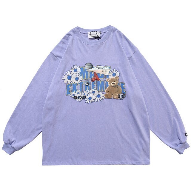 Flowers Funny Loose Sweatshirts Streetwear - GilloServ