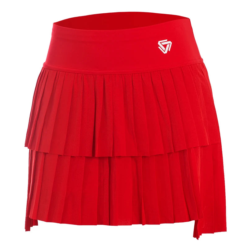 Women Sports Mini Pleated Skirt Golf Tennis Skirts High Waist Double Layer - GilloServ