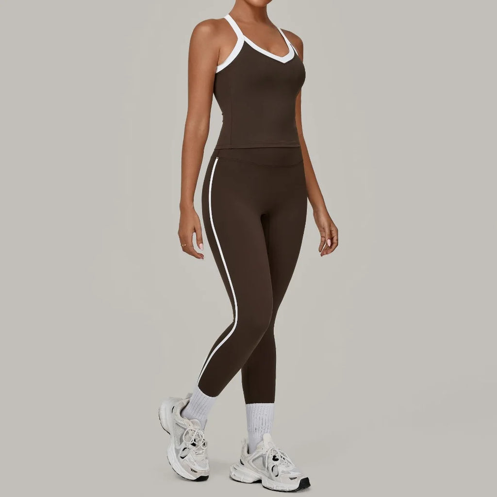 Yoga Suit Sports Fitness High Waist Peach// Hip Tight  Clothes Gym Leggings Set - GilloServ