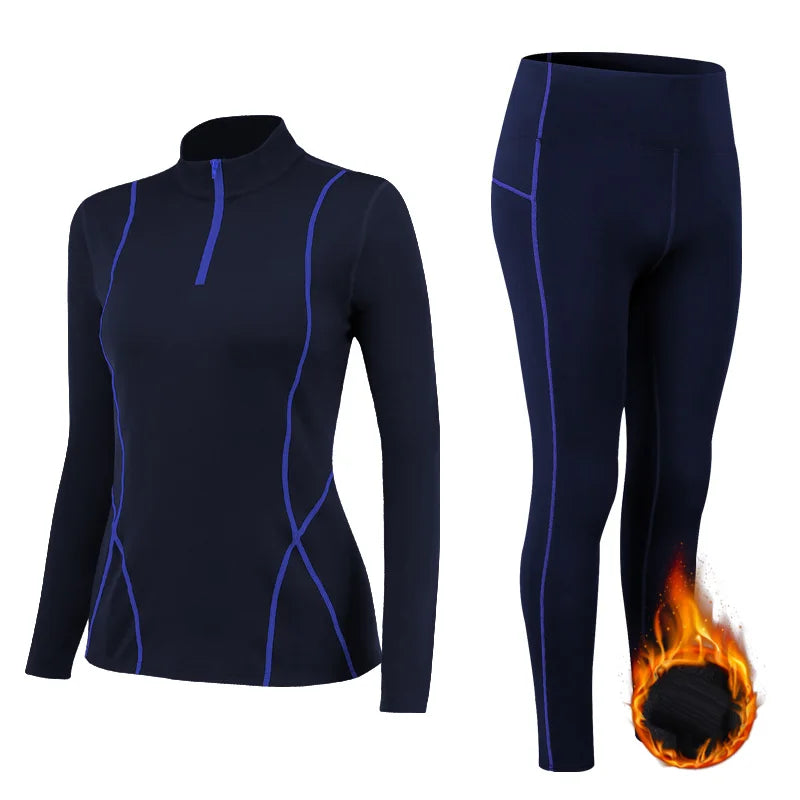 Winter Yoga Suit Stretch Set Gym Workout Shirt Leggings Sportswear - GilloServ