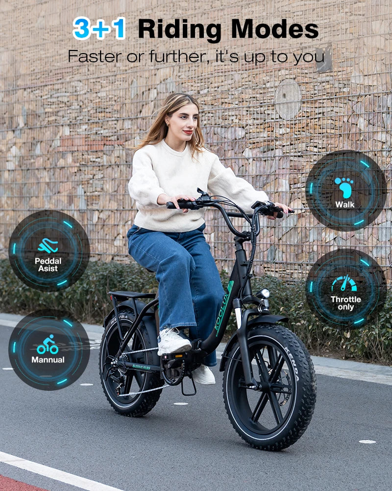 250W 48V 15.6Ah 20*4'' Tire Electric Bike 7 Speeds Folding E-bike - GilloServ