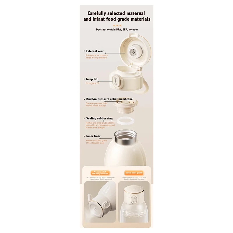 Wireless Boiling Water 35-100℃ Baby Milk Warmer Portable Bottle - GilloServ
