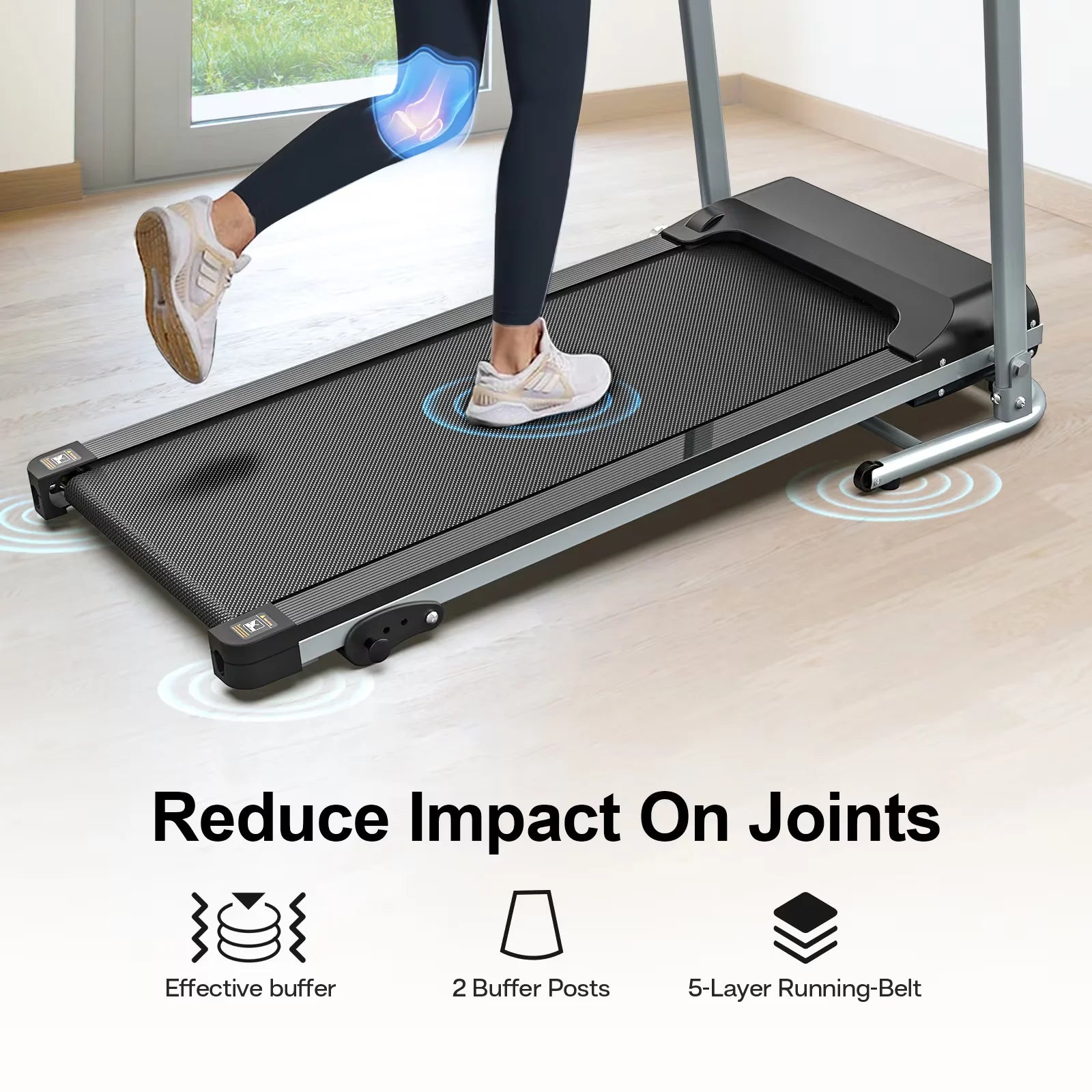 Home Folding Treadmill Portable Electric Fitness Equipment Pulse Sensor Curve Design Maximum 120kg - GilloServ